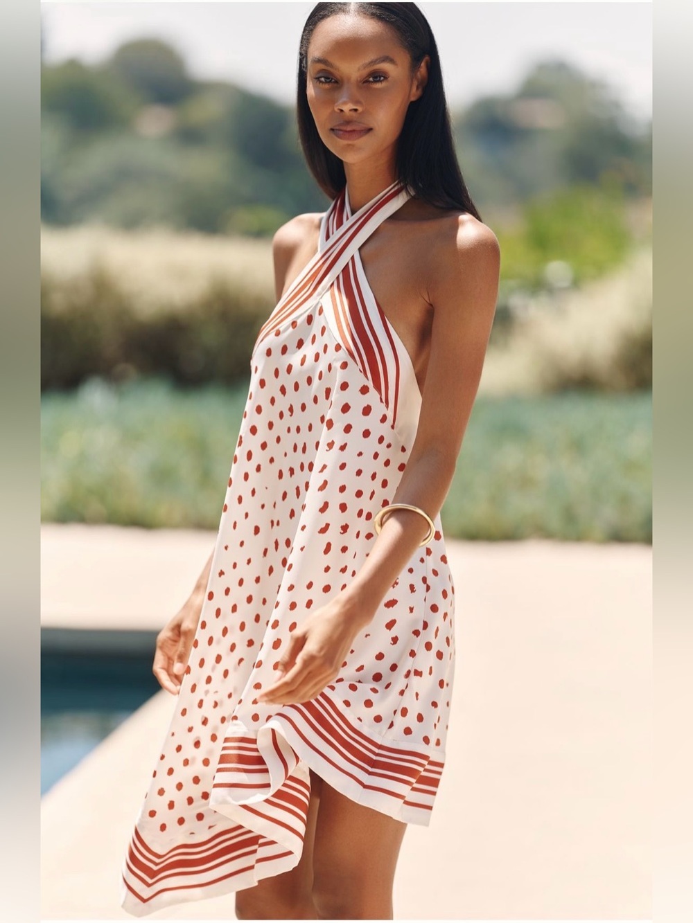Anthropologie Celandine Silken Scarf Dress Silky Halter